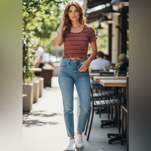 NWT Wild Fable Multi Colored Smocked Crop Top Size M